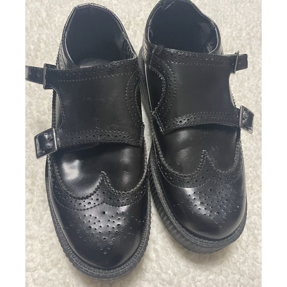 TUK Platform Shoes Women's 8 Men's 6 Black Oxford Buckle Goth Grunge Streetwear - Picture 7 of 7